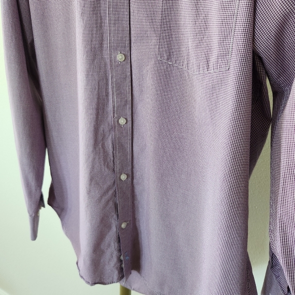 Tailor Byrd Long Sleeve Button Front Shirt Mens Size Large Purple Gingham Plaid - Picture 3 of 6